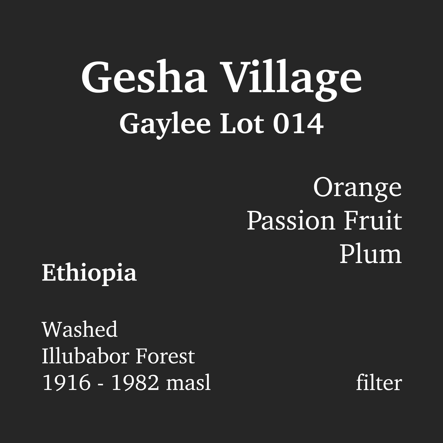Gesha Village Gaylee Lot 014 Washed - Ethiopia